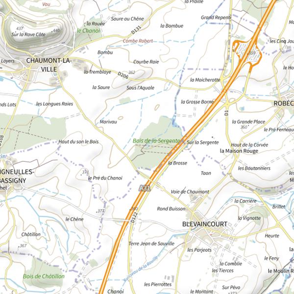 Plan cartographique de Ru de Grandru
