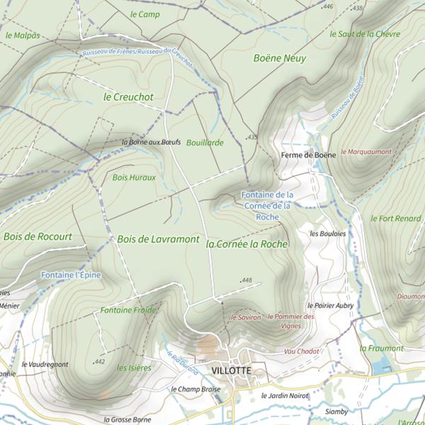 Plan cartographique de Ru de la Cornee de la Roche