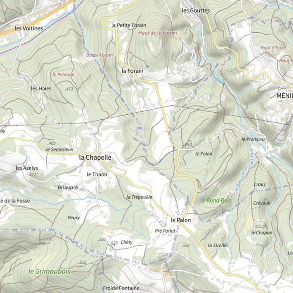 Plan cartographique de Ru de la Forain