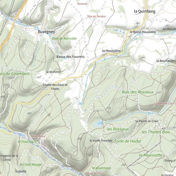 Plan cartographique de Ru de la Houssiere