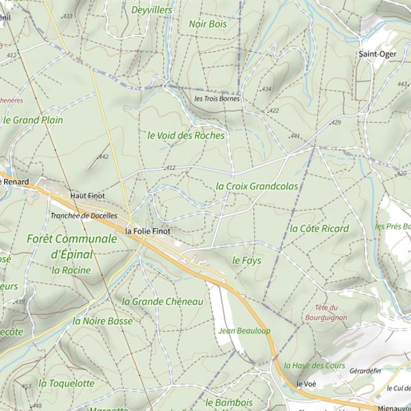 Plan cartographique de Ru de la Tranchee de Docelles