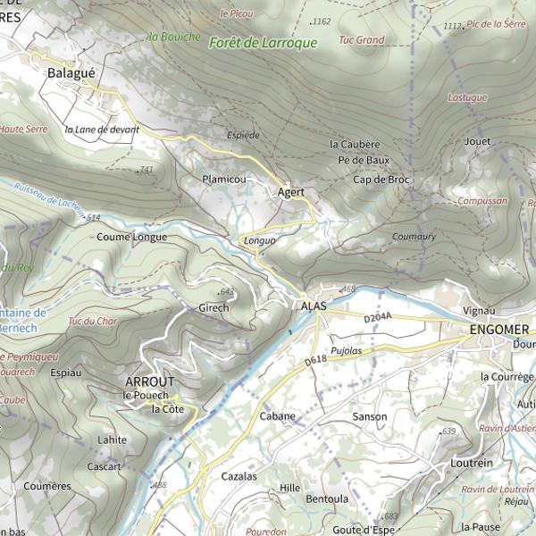 Plan cartographique de Ru. de Lachein à Balaguères
