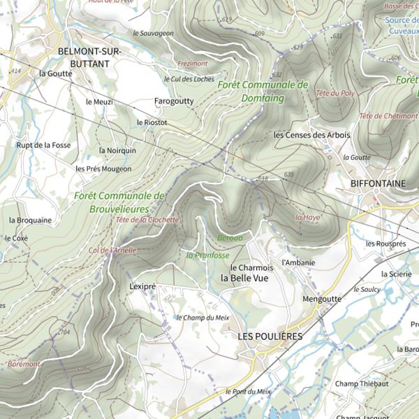 Plan cartographique de Ru de Les Poulieres