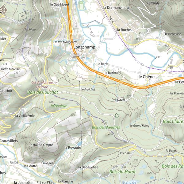 Plan cartographique de Ru de Longchamps
