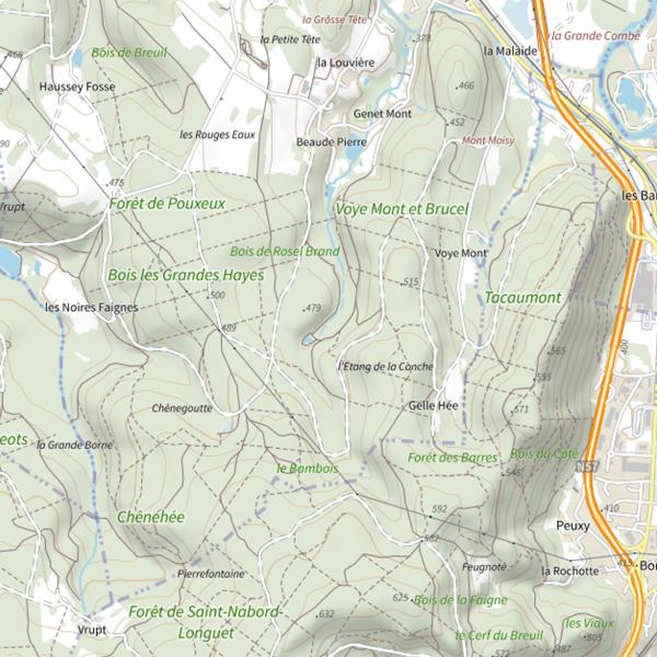 Plan cartographique de Ru de Pouxeux