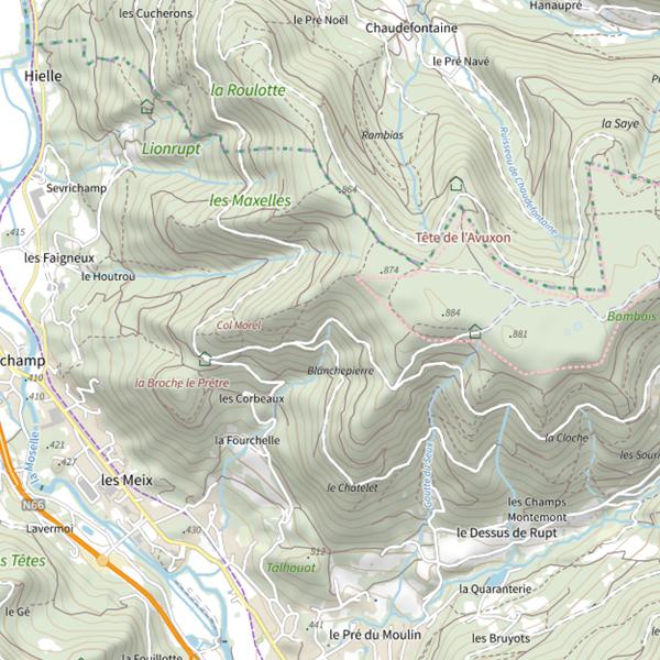 Plan cartographique de Ru de Pres des Gouttes