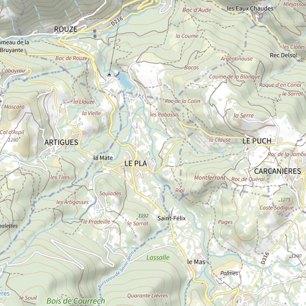 Plan cartographique de Ru. de Quérigut à Le Pla