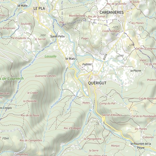 Plan cartographique de Ru. de Quérigut à Quérigut
