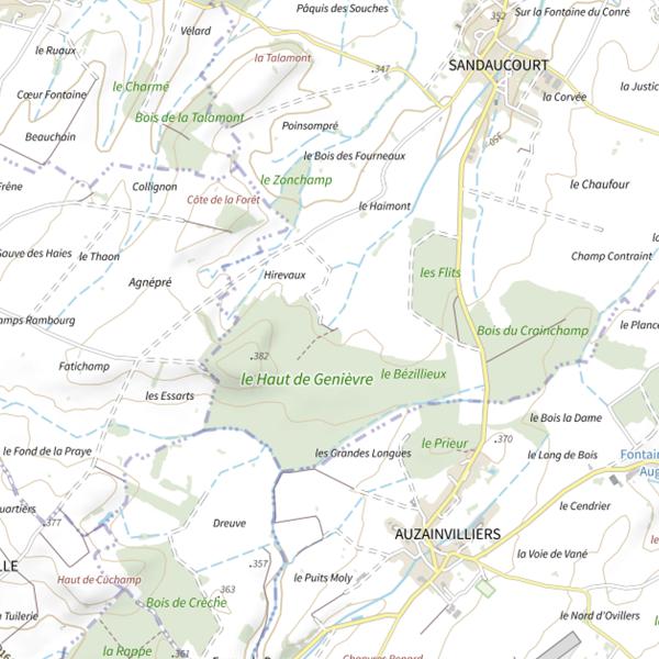 Plan cartographique de Ru de Sandaucourt