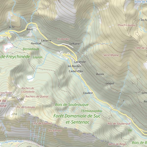 Plan cartographique de Ru. De Suc à Suc et Sentenac