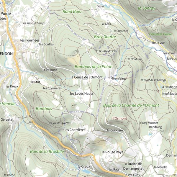 Plan cartographique de Ru de Tendon