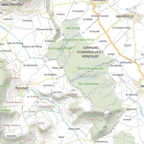 Plan cartographique de Ru de Vaudoncourt