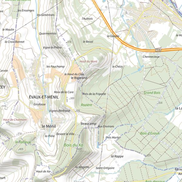 Plan cartographique de Ru de Vincey