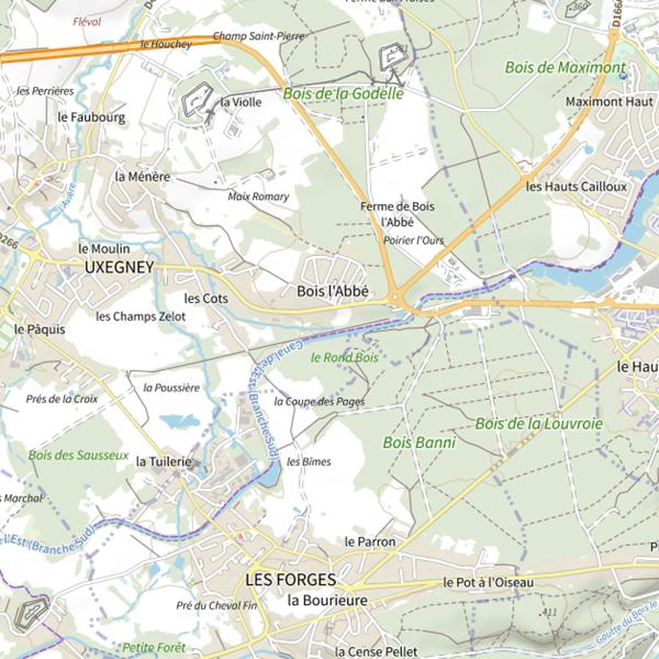 Plan cartographique de Ru des Aunots