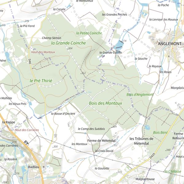 Plan cartographique de Ru des Montaux