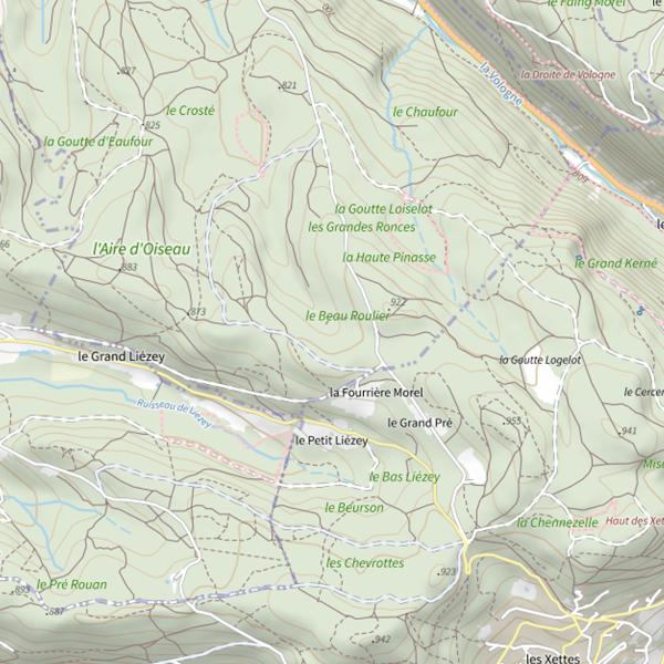 Plan cartographique de Ru du Haut-Rein