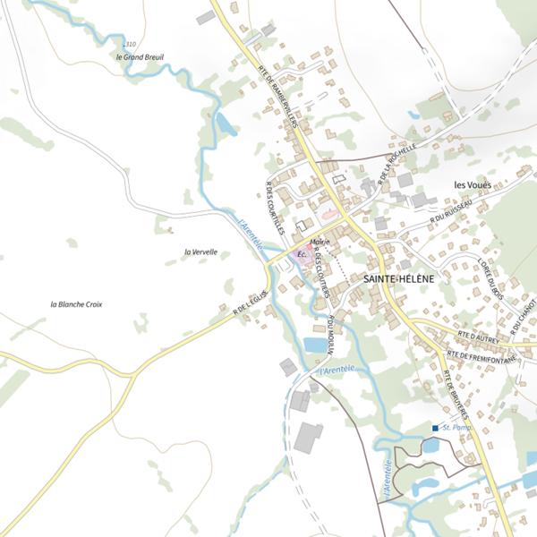 Plan cartographique de Ru l'Arentele
