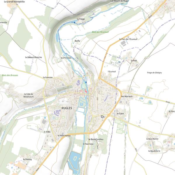Plan cartographique de Rugles