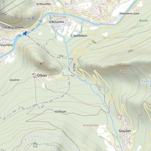 Plan cartographique de Ruisseau de Goulier à Goulier