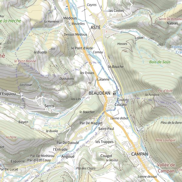 Plan cartographique de Ruisseau de Serris (Beaudéan)