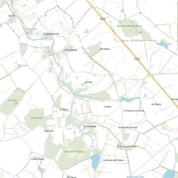 Plan cartographique de Ruisseau des Aubières