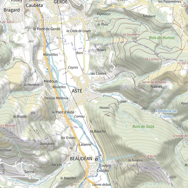 Plan cartographique de Ruisseau du Lhéris (Asté)
