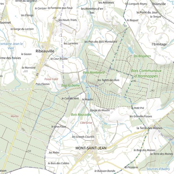 Plan cartographique de Ruisseau du Moulin Mont Saint Jean