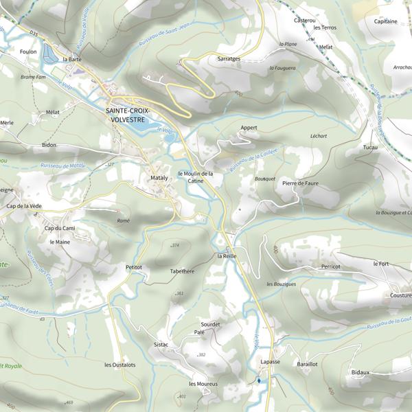 Plan cartographique de Ruisseaux de la Sabine et de la Forêt à Ste-Croix Volvestre