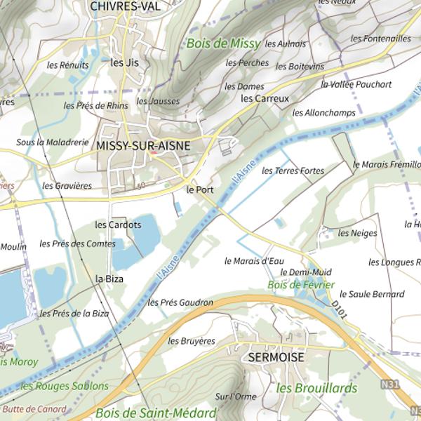Plan cartographique de Sablière des Cardots