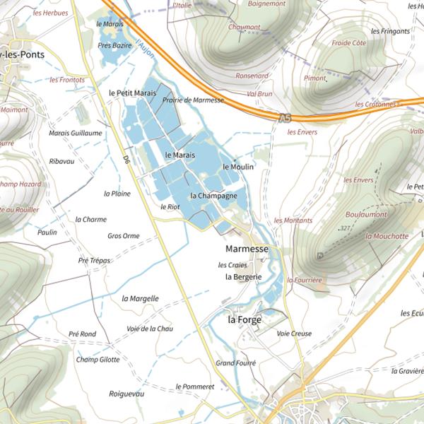 Plan cartographique de Sablières la Champagne