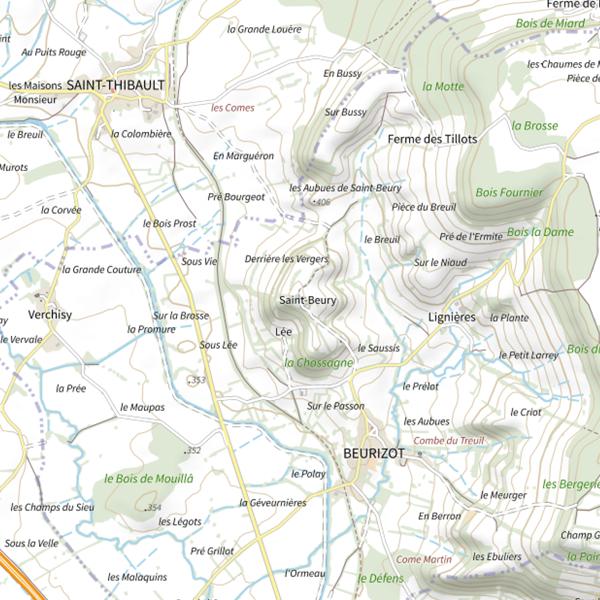 Plan cartographique de Saint-Beury