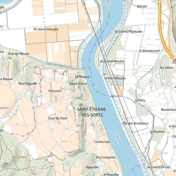 Plan cartographique de Saint Etienne des Sorts