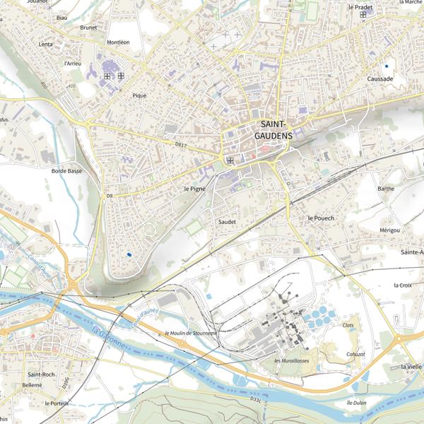 Plan cartographique de Saint-Gaudens