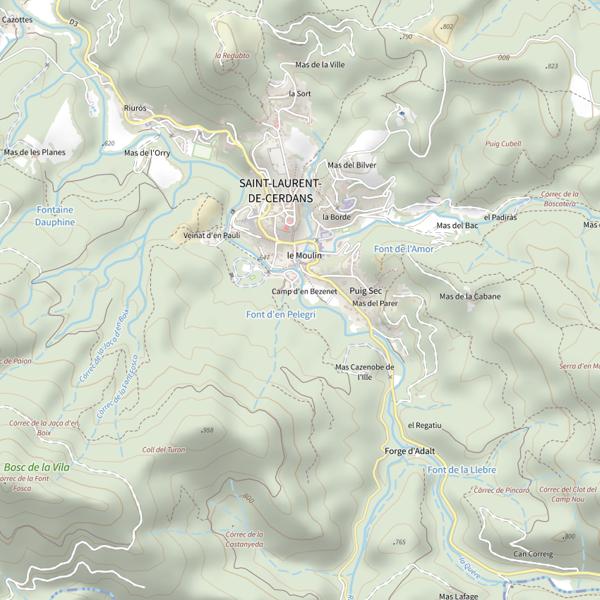 Plan cartographique de Saint-Laurent-de-Cerdans