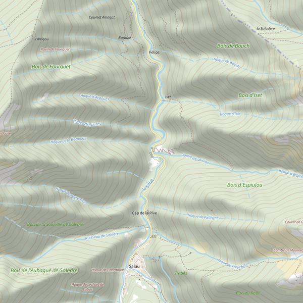 Plan cartographique de Salat à Couflens