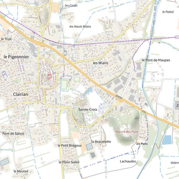 Plan cartographique de Sarrians - Plan d'eau de Sainte Croix