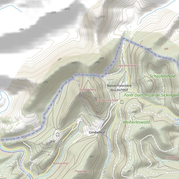 Plan cartographique de Schlossberg (Bas-Rhin)