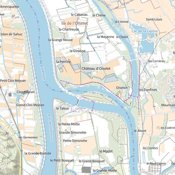 Plan cartographique de Secteur Carpe de nuit Lône de L'oiselet