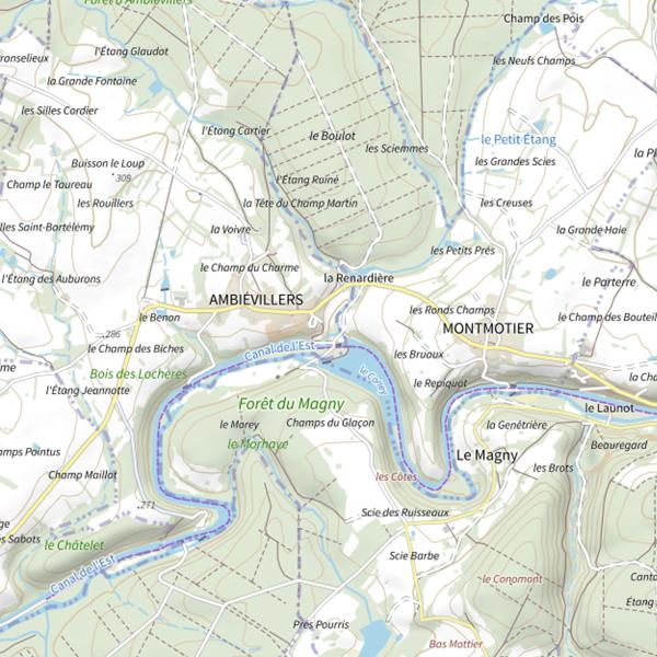 Plan cartographique de Secteur de pêche d'Ambiévillers