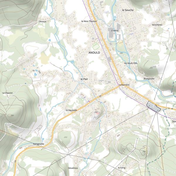 Plan cartographique de Secteur de pêche d'Anould