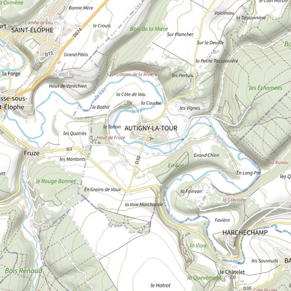 Plan cartographique de Secteur de pêche d'Autigny-la-Tour