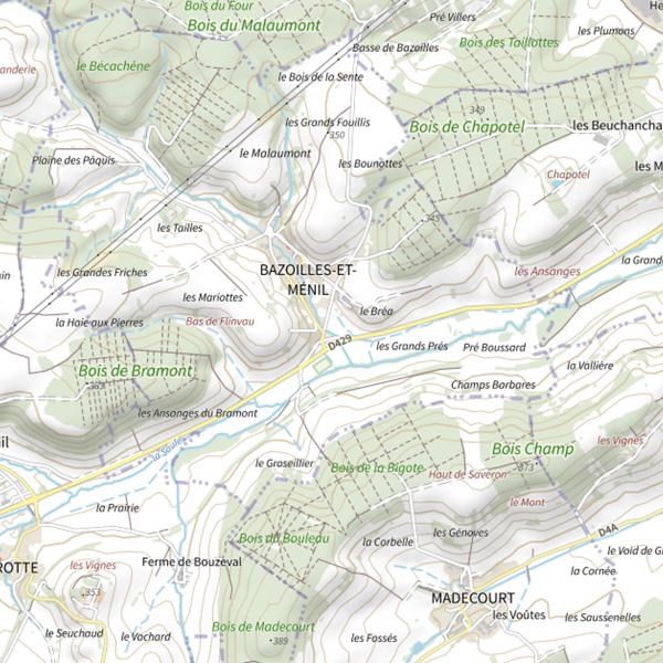 Plan cartographique de Secteur de pêche de Bazoilles-et-Ménil