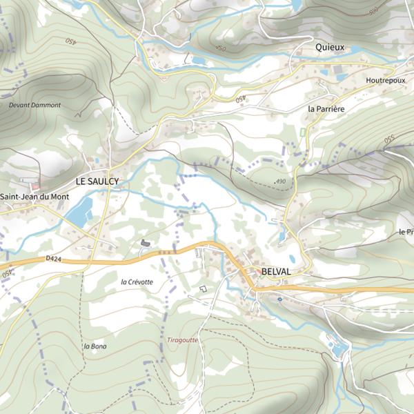 Plan cartographique de Secteur de pêche de Belval