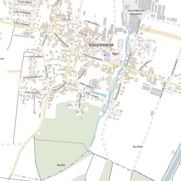 Plan cartographique de Secteur de pêche de Bindernheim