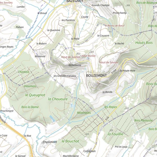 Plan cartographique de Secteur de pêche de Bouzemont