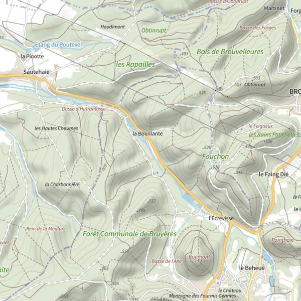 Plan cartographique de Secteur de pêche de Bruyères
