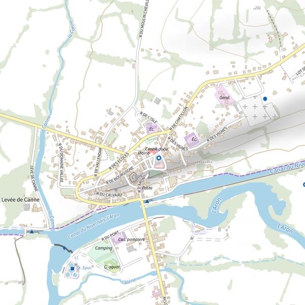 Plan cartographique de Secteur de pêche de Cercy-la-Tour