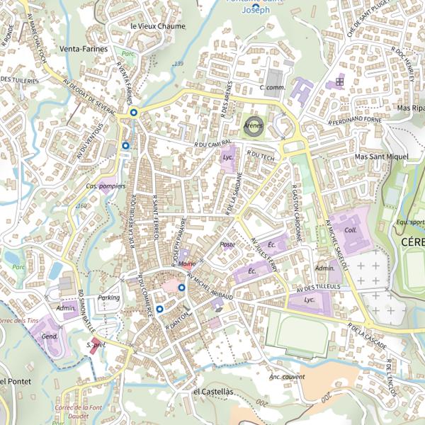 Plan cartographique de Secteur de pêche de Céret