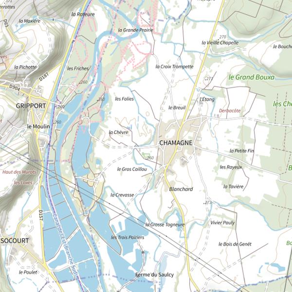 Plan cartographique de Secteur de pêche de Chamagne