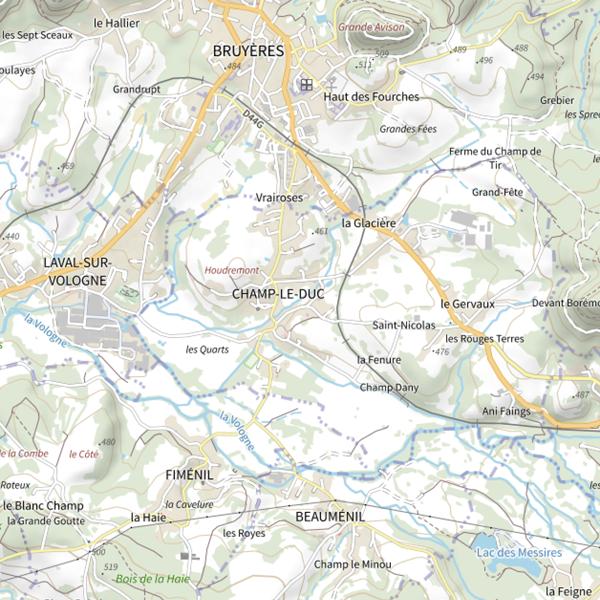 Plan cartographique de Secteur de pêche de Champ-le-Duc